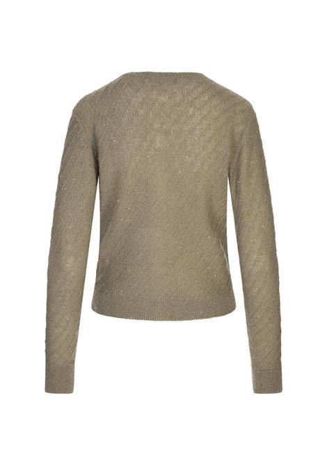 Cardigan In Lana e Seta Verde Con Paillettes FABIANA FILIPPI | MAD215F1120000D2966171